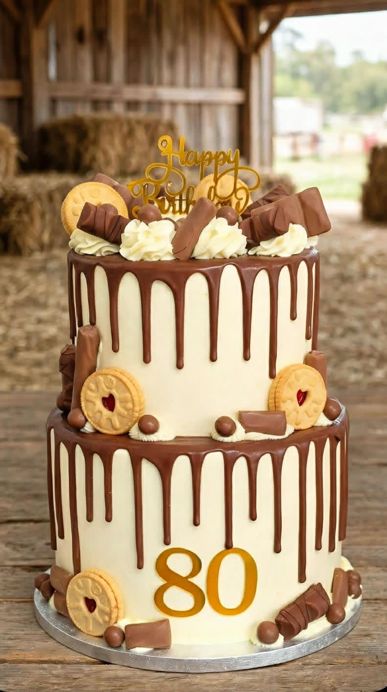 Chocolate drip celebration cake by Hayley's Cupcakes in Henley-on-Thames