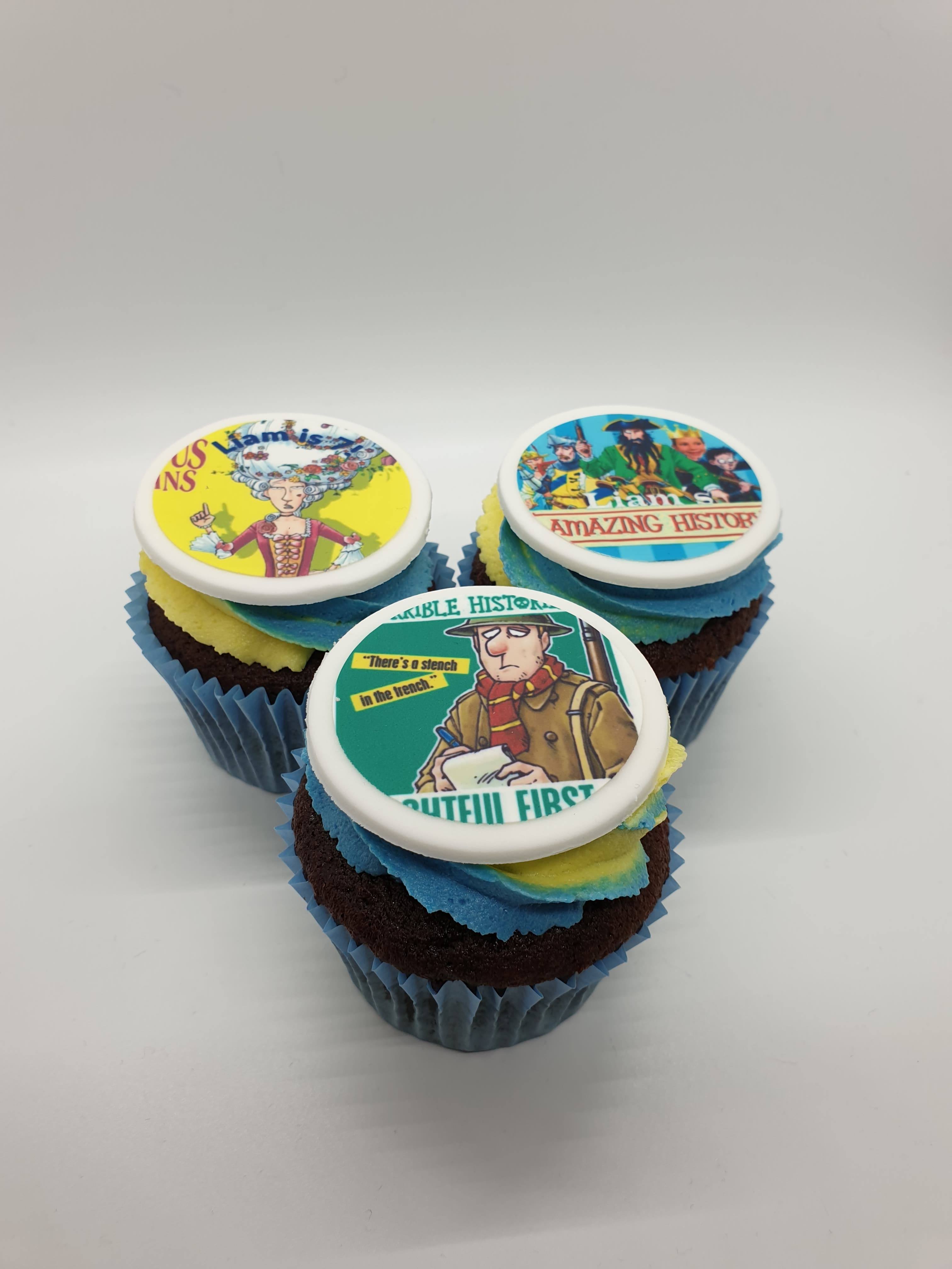 Personalised printed topper cupcakes by Hayley's Cupcakes